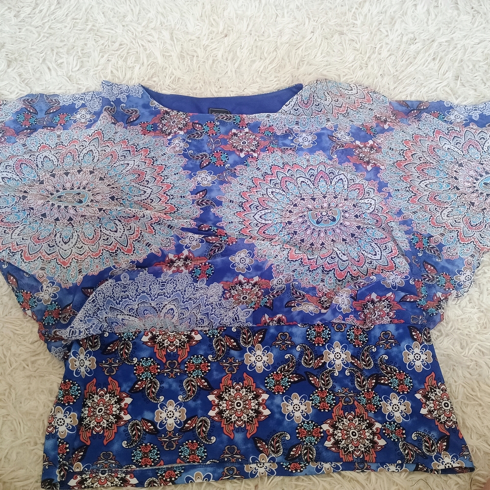Coco Bianco Vibrant Blue Floral Blouse